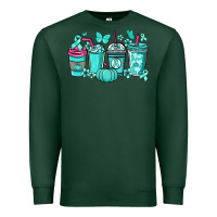 Sports Green Ovarian Cancer coffee cups teal ribbon Premium Sweatshirt - NancyCooperArtShop