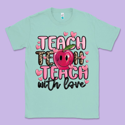 Teach Teach Teach With Love Classic Tee Designed By Maliassmallbusiness