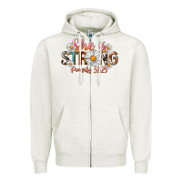 Oatmeal Heather Western She Is Strong Zipper Hoodie - LillyAllenDesigns