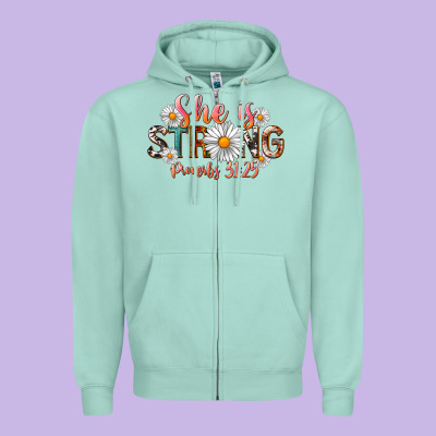 Western She Is Strong Zipper Hoodie Designed By Lillyallendesigns