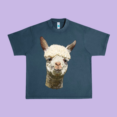 Alpaca Head Urban Heavy Tee Designed By Lillyallendesigns