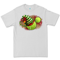 Dove Grey Tennis Christmas With Racket And Hat Premium Tee - FaDigitalArtStudio