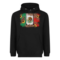 Black Mexican Flag with Leopard Heavyweight Hoodie - texasbilliewilder