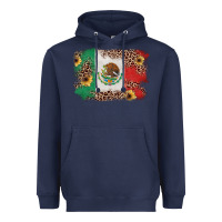 Navy Mexican Flag with Leopard Heavyweight Hoodie - texasbilliewilder