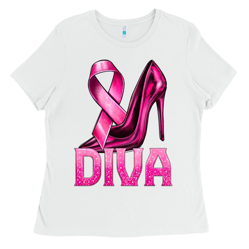 Breast Cancer Diva Ribbon And Heels Ladies Tee by texasbilliewilder | Teevron