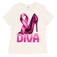 Bone Breast Cancer Diva Ribbon and Heels Ladies Tee - texasbilliewilder