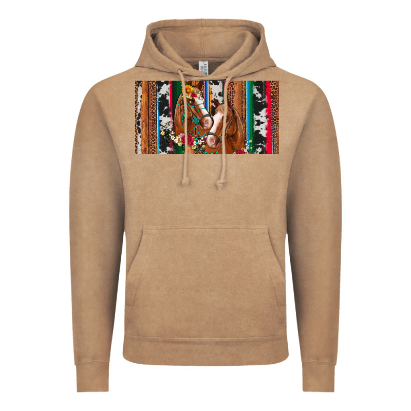 Western Horses Gemstone Horse Cowhide Leopard Floral Background Licens Vintage Hoodie by Artiststas | Teevron