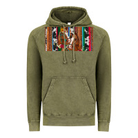 Vintage Olive western horses gemstone horse cowhide leopard floral background licens Vintage Hoodie - Artiststas