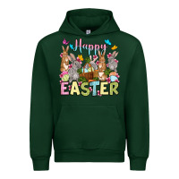 Forest Green Happy Easter bunnys Urban Hoodie - OliviaCreatesArt