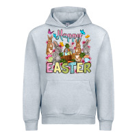 Heather Grey Happy Easter bunnys Urban Hoodie - OliviaCreatesArt