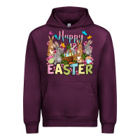 Mauve Wine Happy Easter bunnys Urban Hoodie - OliviaCreatesArt