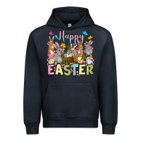 Navy Happy Easter bunnys Urban Hoodie - OliviaCreatesArt