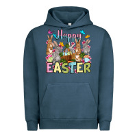 Pigment Midnight Navy Happy Easter bunnys Urban Hoodie - OliviaCreatesArt