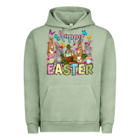 Pigment Oil Green Happy Easter bunnys Urban Hoodie - OliviaCreatesArt