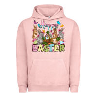 Pigment Salmon Happy Easter bunnys Urban Hoodie - OliviaCreatesArt