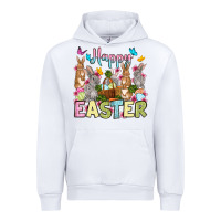 White Happy Easter bunnys Urban Hoodie - OliviaCreatesArt
