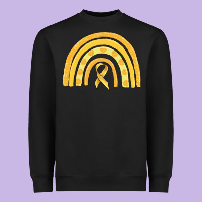 Childhood Cancer Awareness Rainbow Heavyweight Sweatshirt Designed By Maliassmallbusiness