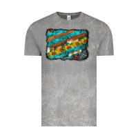 Cloud Rock western aztec sunflowers turquoise cowhide background Vintage Tee - BarkalooDesign