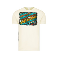 Vintage Arctic western aztec sunflowers turquoise cowhide background Vintage Tee - BarkalooDesign