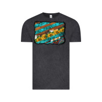 Vintage Black western aztec sunflowers turquoise cowhide background Vintage Tee - BarkalooDesign