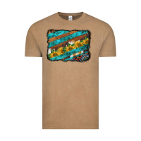 Vintage Coffee western aztec sunflowers turquoise cowhide background Vintage Tee - BarkalooDesign