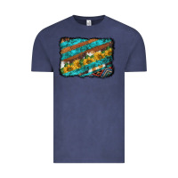 Vintage Denim western aztec sunflowers turquoise cowhide background Vintage Tee - BarkalooDesign