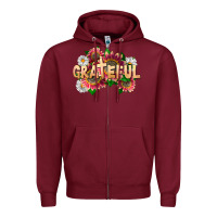 Burgundy Grateful Religious Zipper Hoodie - LillyAllenDesigns