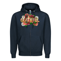 Navy Grateful Religious Zipper Hoodie - LillyAllenDesigns