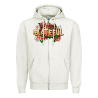 Oatmeal Heather Grateful Religious Zipper Hoodie - LillyAllenDesigns