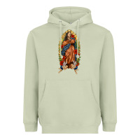 Matcha Lady of Guadalupe with Roses Heavyweight Hoodie - texasbilliewilder