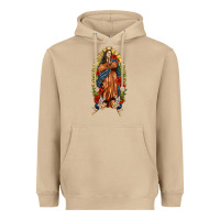 Mushroom Lady of Guadalupe with Roses Heavyweight Hoodie - texasbilliewilder