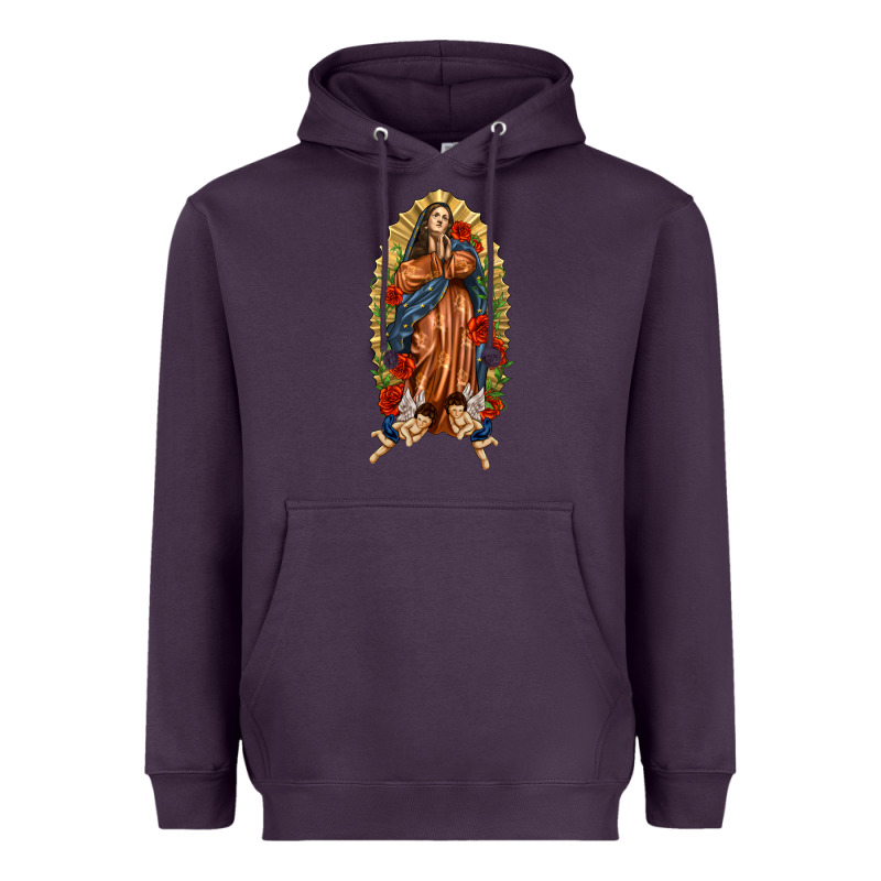 Lady Of Guadalupe With Roses Heavyweight Hoodie by texasbilliewilder | Teevron