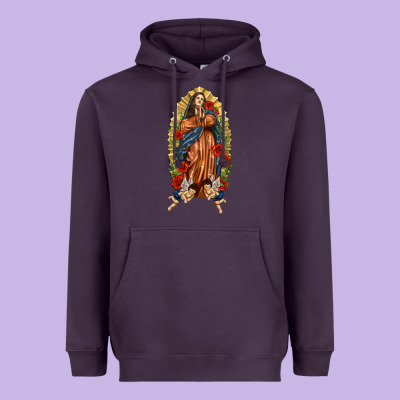 Lady Of Guadalupe With Roses Heavyweight Hoodie Designed By Texasbilliewilder