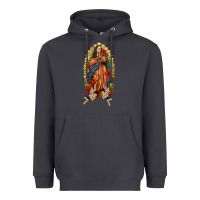 Smoke Lady of Guadalupe with Roses Heavyweight Hoodie - texasbilliewilder