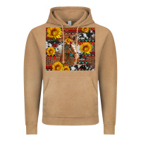 Vintage Camel western horse with sunflowers and aztec leopard cowhide Vintage Hoodie - Artiststas