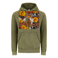 Western Horse With Sunflowers And Aztec Leopard Cowhide Vintage Hoodie | Teevron