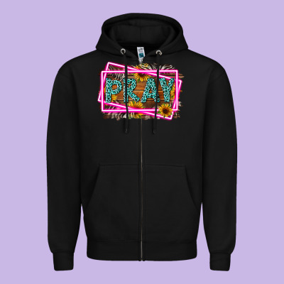 Western Pray Religious Zipper Hoodie Designed By Lillyallendesigns