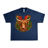 Navy christmas highland cow mistletoe Christmas Urban Heavy Tee - Jasminsmagicworld