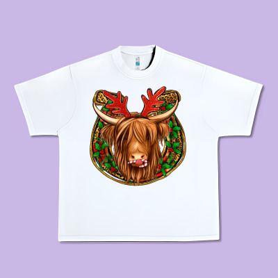Christmas Highland Cow Mistletoe Christmas Urban Heavy Tee Designed By Jasminsmagicworld