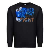 Black Her fight is our fight Colon Cancer blue ribbon Premium Sweatshirt - NancyCooperArtShop