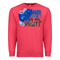 Cardinal Her fight is our fight Colon Cancer blue ribbon Premium Sweatshirt - NancyCooperArtShop
