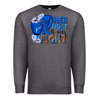 Charcoal Heather Her fight is our fight Colon Cancer blue ribbon Premium Sweatshirt - NancyCooperArtShop