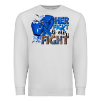 Dove Grey Her fight is our fight Colon Cancer blue ribbon Premium Sweatshirt - NancyCooperArtShop