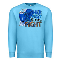Ocean Blue Her fight is our fight Colon Cancer blue ribbon Premium Sweatshirt - NancyCooperArtShop