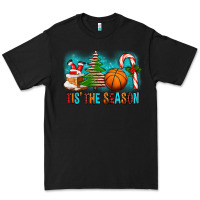 Black Tis The Season Christmas With Basketball And Candy Cane Premium Tee - FaDigitalArtStudio