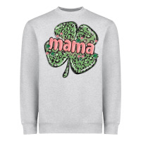 Heather Grey leopard shamrock mama Heavyweight Sweatshirt - MaliasSmallBusiness