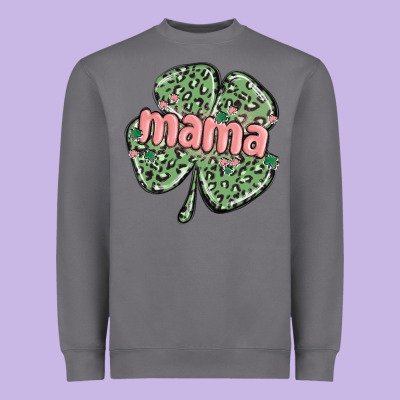 Leopard Shamrock Mama Heavyweight Sweatshirt Designed By Maliassmallbusiness