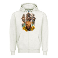 Oatmeal Heather Western Heifer Cow with crosses Zipper Hoodie - LillyAllenDesigns