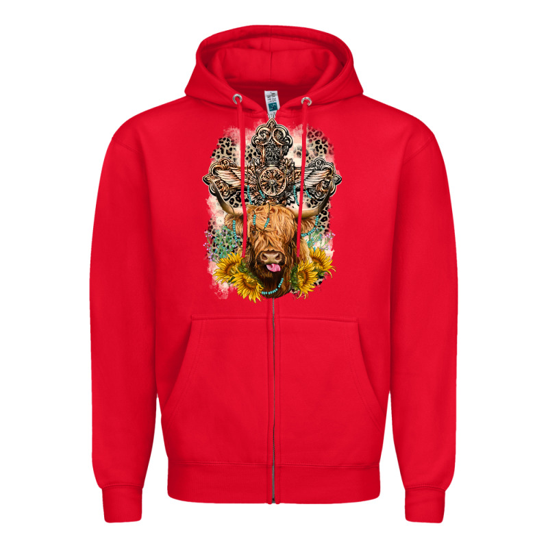 Western Heifer Cow With Crosses Zipper Hoodie by LillyAllenDesigns | Teevron