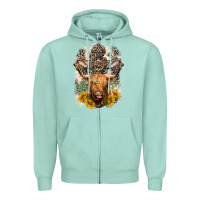 Seafoam Western Heifer Cow with crosses Zipper Hoodie - LillyAllenDesigns